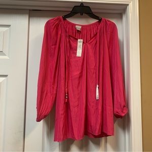 Chico’s Lovely Pink Blouse with gold embellish tassel! Chico’s Size 2. Pretty!